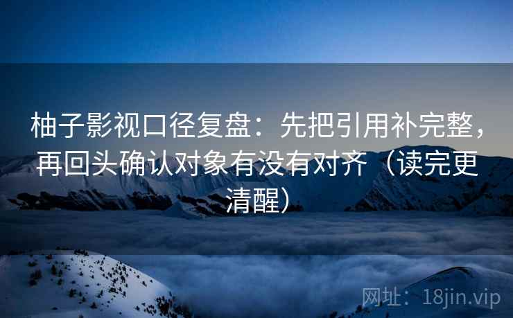 柚子影视口径复盘：先把引用补完整，再回头确认对象有没有对齐（读完更清醒）